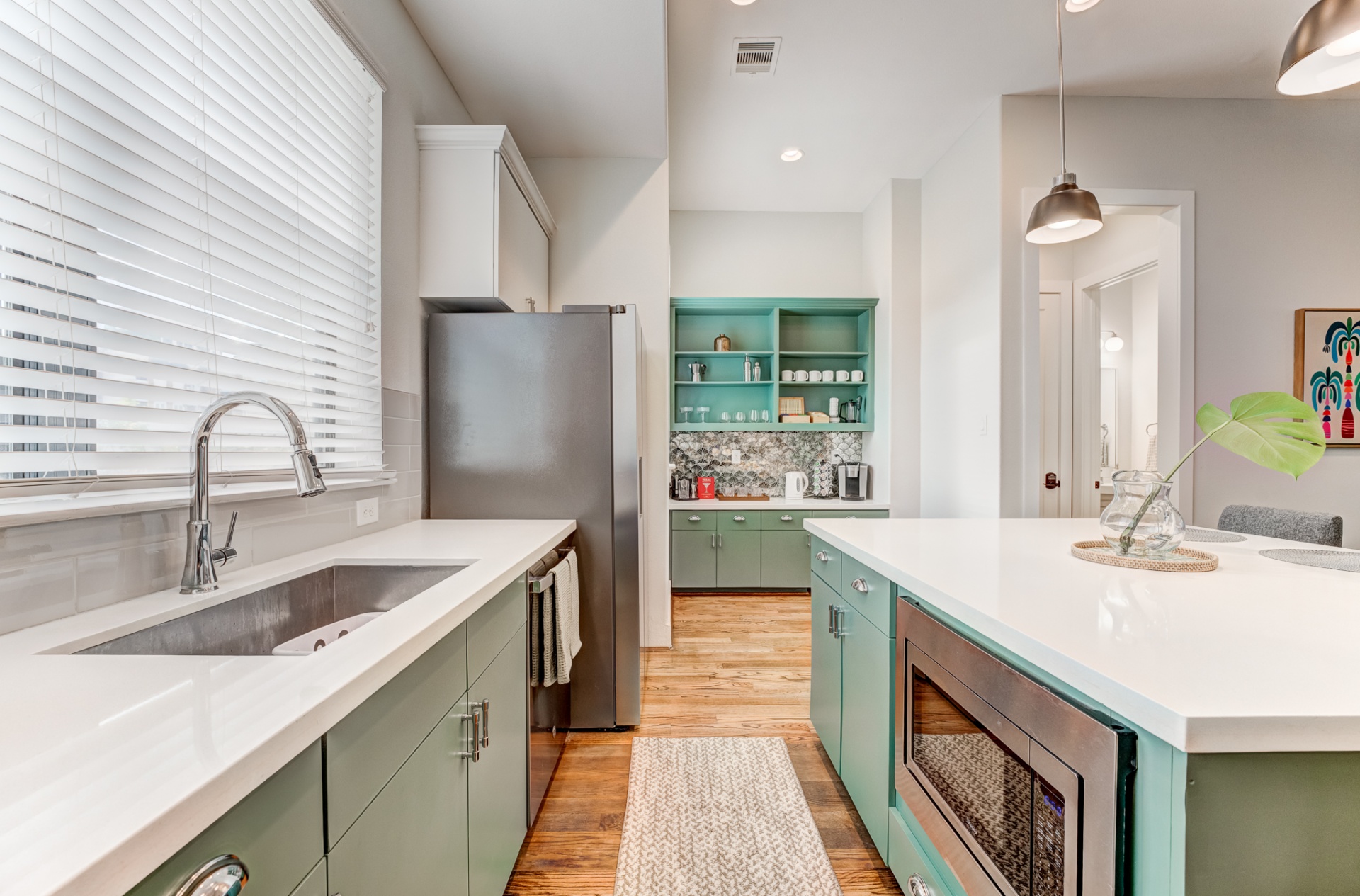 Quartz countertops and coffee & tea bar